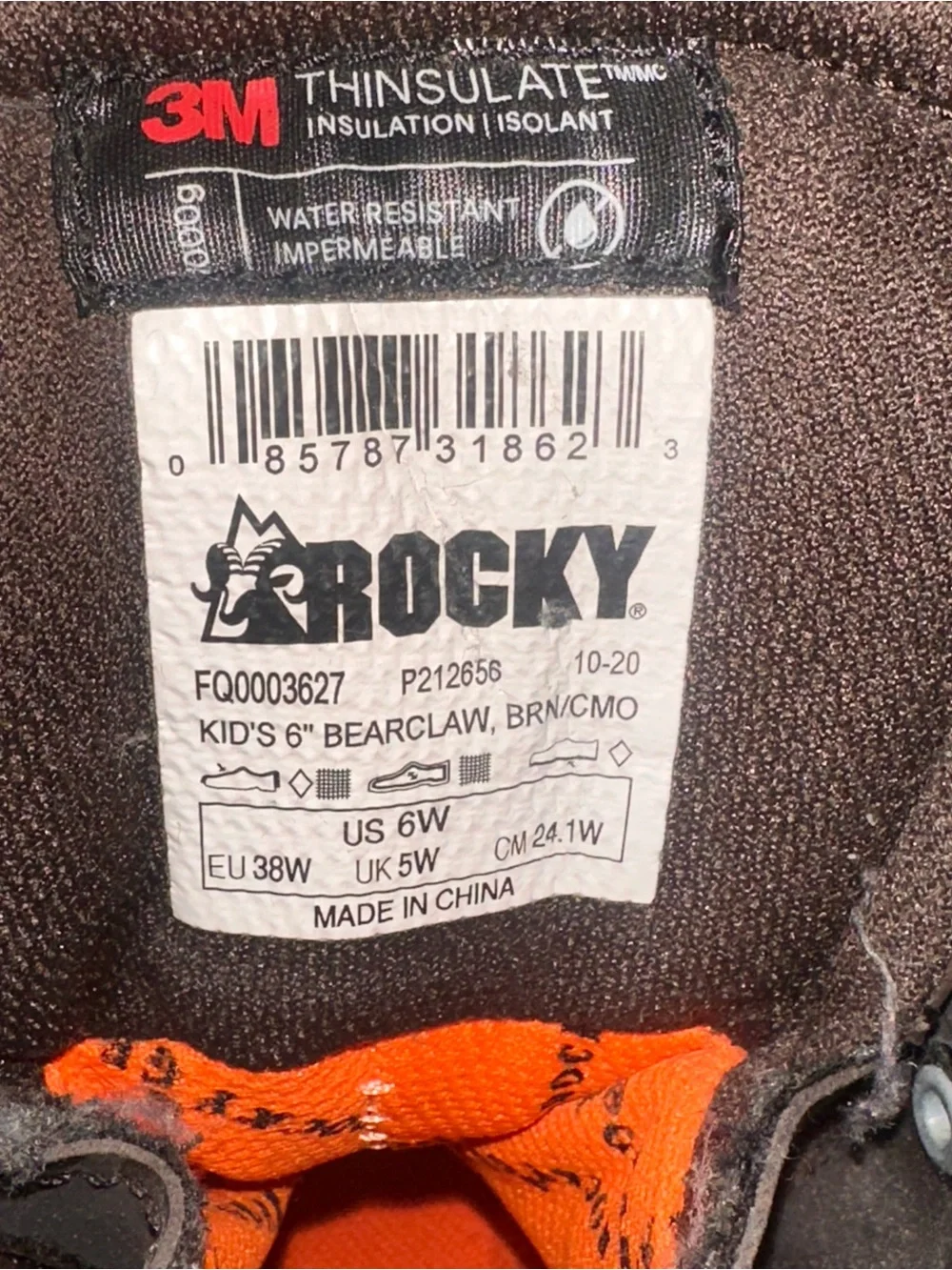 Rocky Kids Brown Camo Lace-Up Waterproof Boots